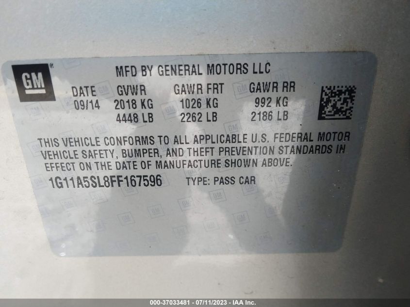 2015 CHEVROLET MALIBU LS - 1G11A5SL8FF167596