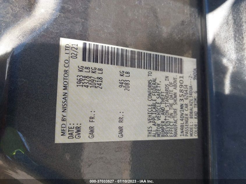 2021 NISSAN ALTIMA 2.5 SV - 1N4BL4DV1MN358901