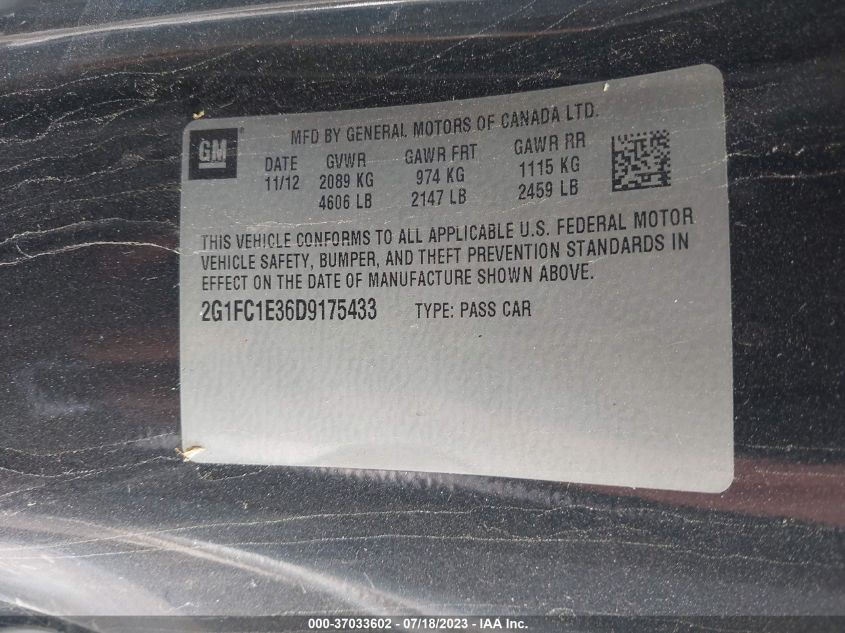 2013 CHEVROLET CAMARO LT - 2G1FC1E36D9175433