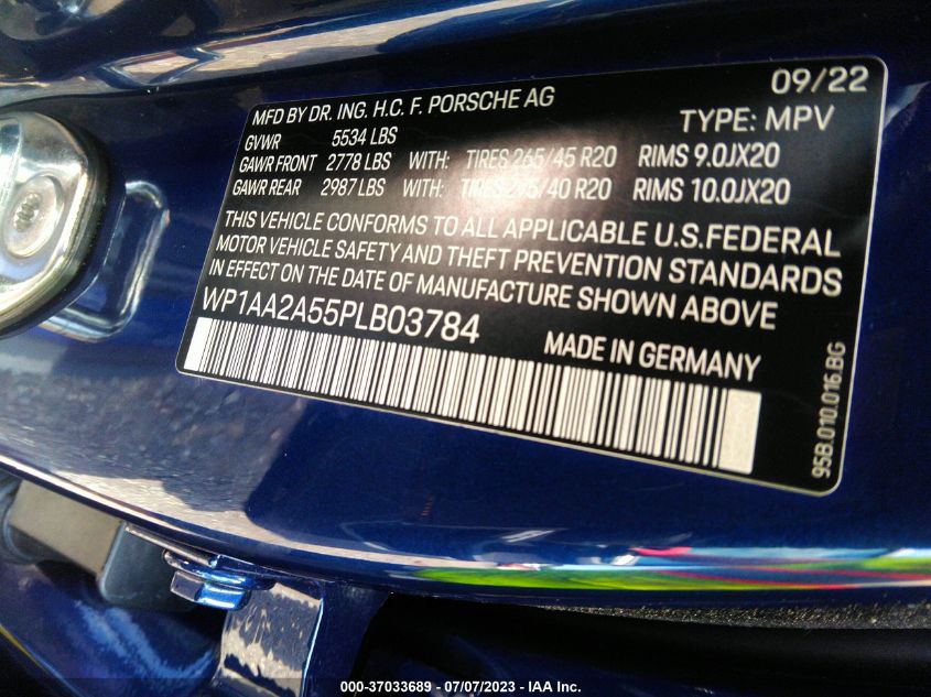 Фото: WP1AA2A55PLB03784