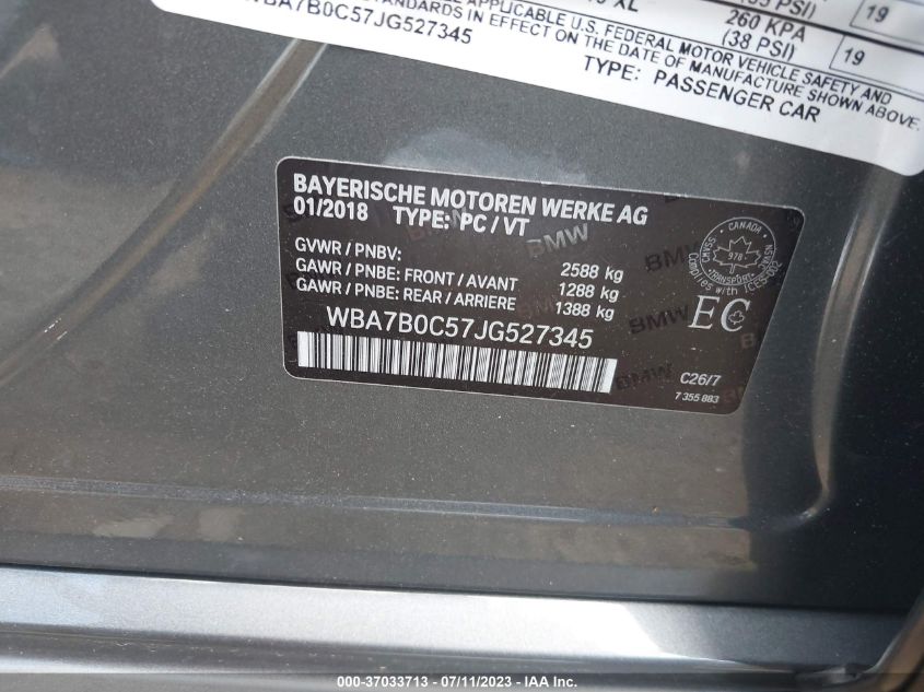 2018 BMW 7 SERIES 750I XDRIVE - WBA7B0C57JG527345