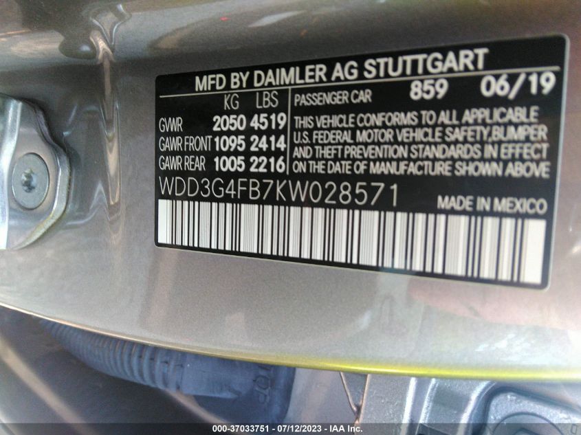 2019 MERCEDES-BENZ A-CLASS A 220 - WDD3G4FB7KW028571
