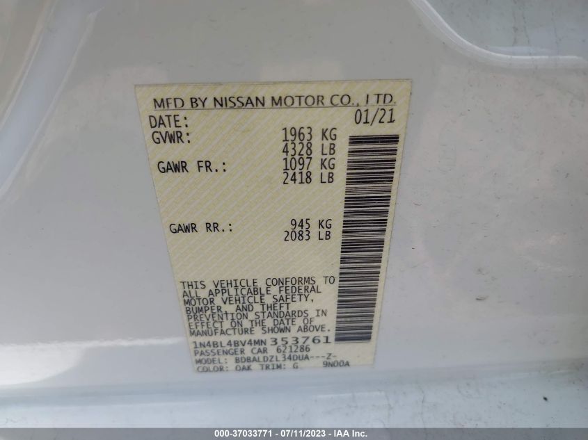 2021 NISSAN ALTIMA 2.5 S - 1N4BL4BV4MN353761