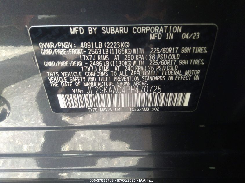 2023 SUBARU FORESTER - JF2SKAAC4PH470725