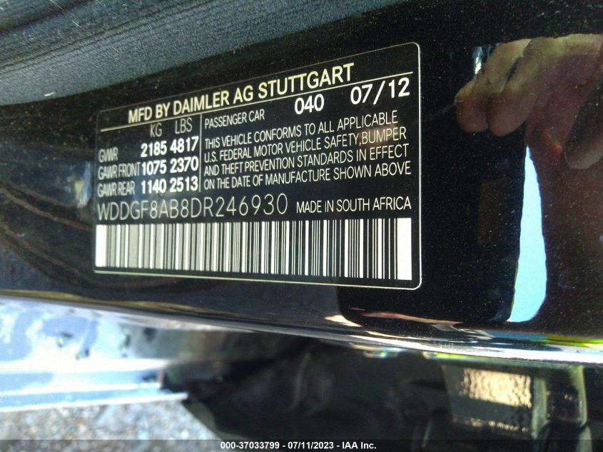 2013 MERCEDES-BENZ C-CLASS C 300 - WDDGF8AB8DR246930