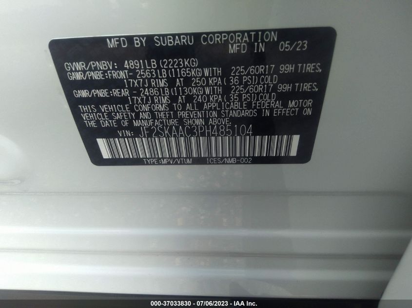 2023 SUBARU FORESTER - JF2SKAAC3PH485104