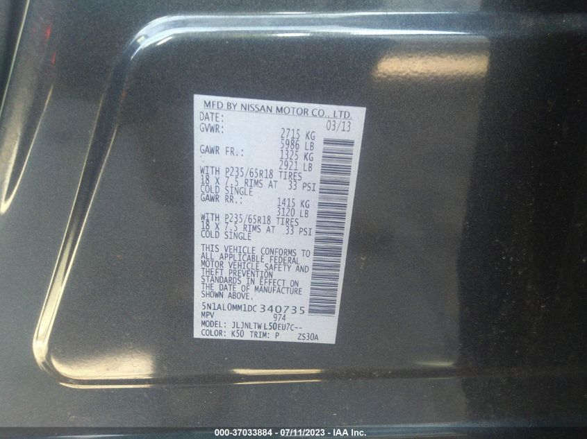 2013 INFINITI JX - 5N1AL0MM1DC340735