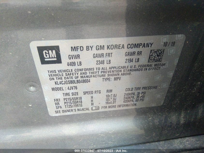 2020 BUICK ENCORE ESSENCE - KL4CJGSB0LB048604