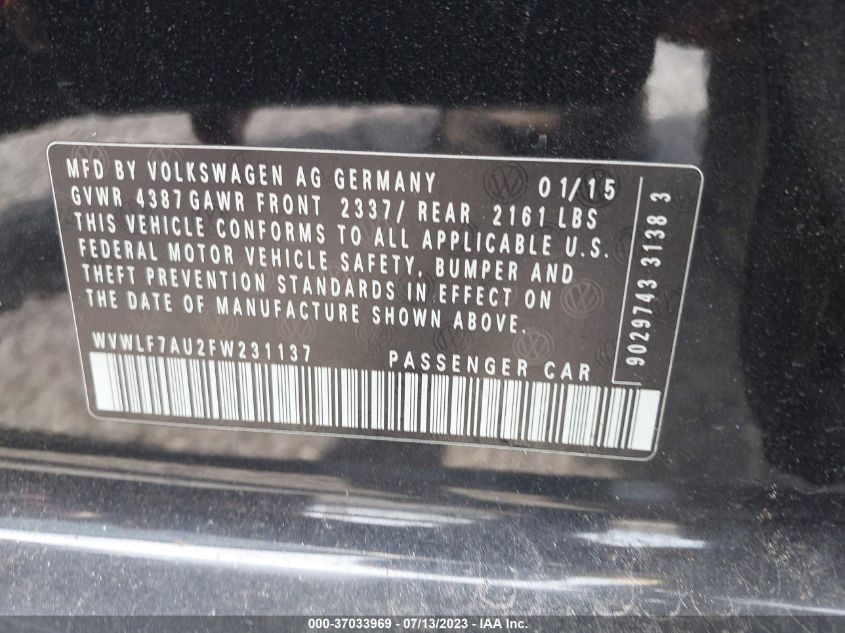 2015 VOLKSWAGEN GOLF R - WVWLF7AU2FW231137