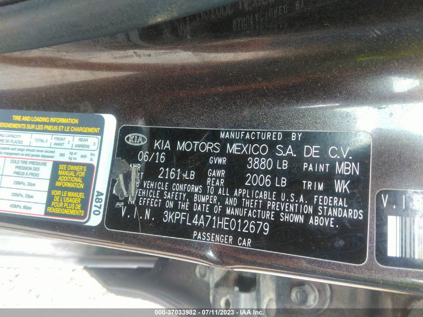2017 KIA FORTE LX - 3KPFL4A71HE012679
