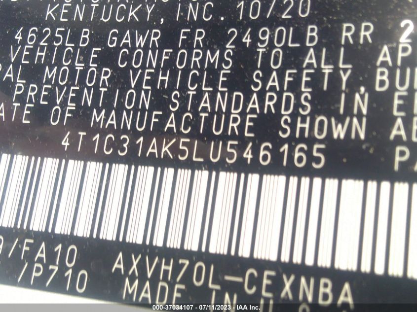 2020 TOYOTA CAMRY HYBRID LE - 4T1C31AK5LU546165