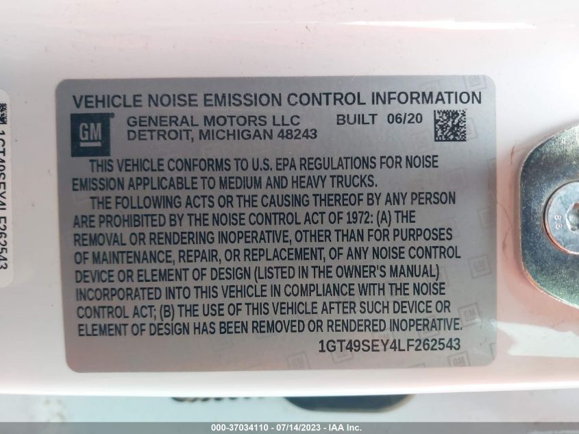 2020 GMC SIERRA 3500HD - 1GT49SEY4LF262543