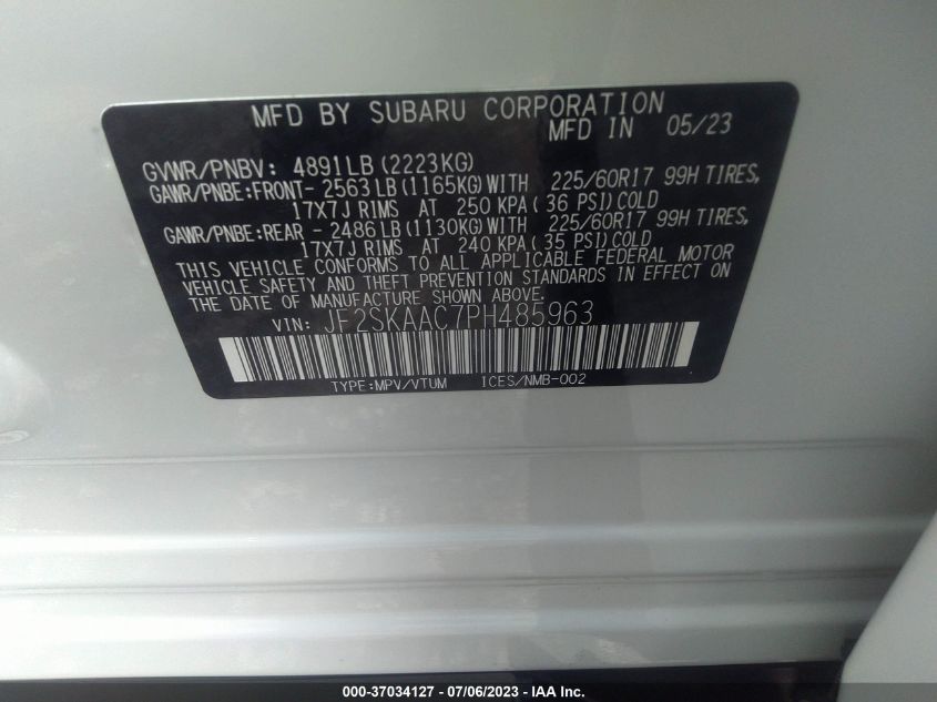 2023 SUBARU FORESTER - JF2SKAAC7PH485963