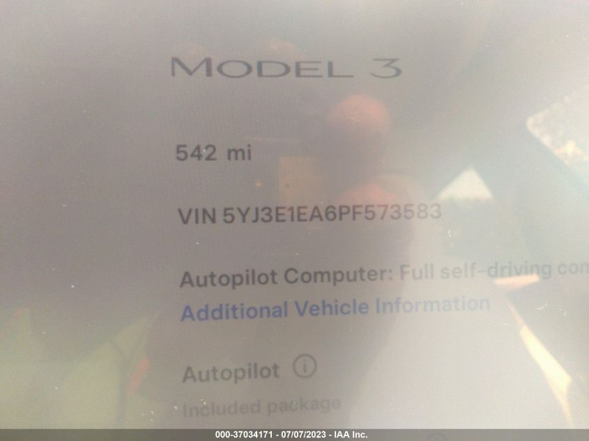2023 TESLA MODEL 3 - 5YJ3E1EA6PF573583