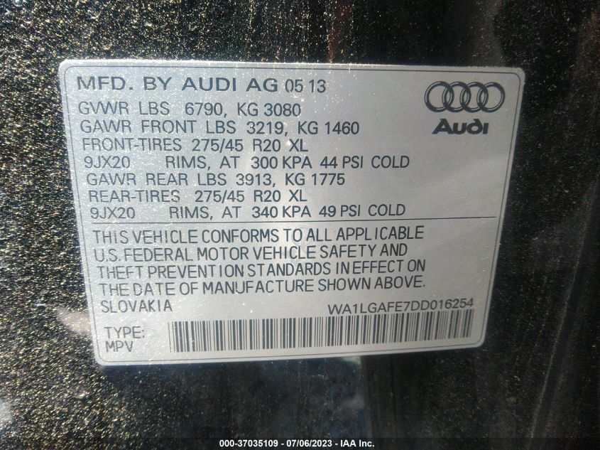 2013 AUDI Q7 3.0T PREMIUM PLUS - WA1LGAFE7DD016254