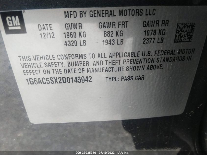 2013 CADILLAC ATS PERFORMANCE - 1G6AC5SX2D0145942