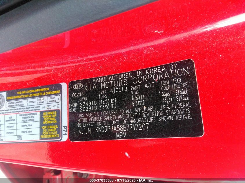 2014 KIA SOUL + - KNDJP3A58E7717207