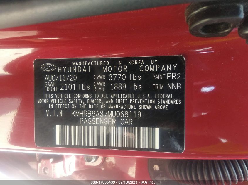 2021 HYUNDAI VENUE SE - KMHRB8A37MU068119