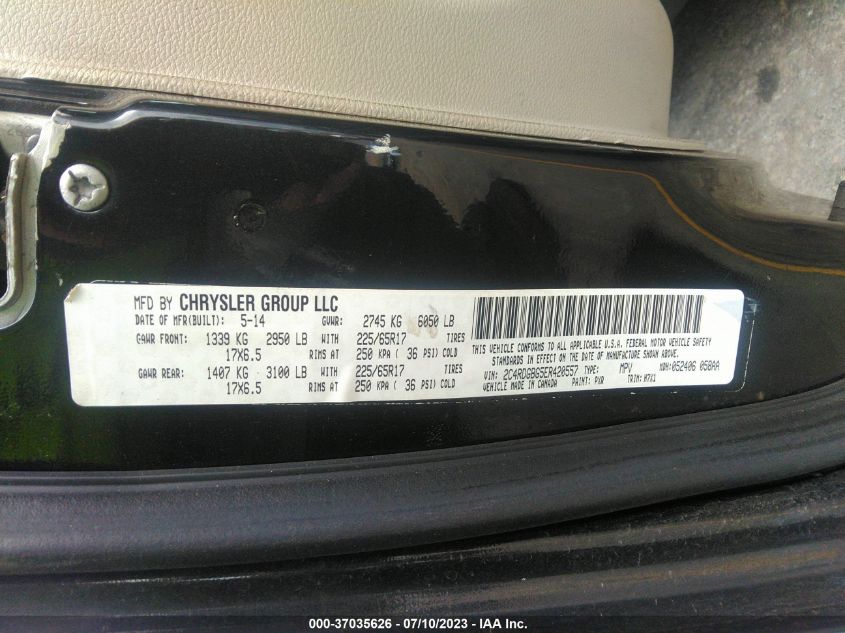 2014 DODGE GRAND CARAVAN SE - 2C4RDGBG5ER420557