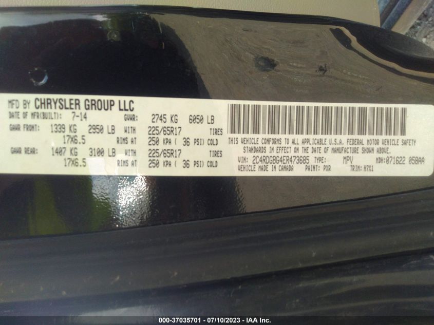2014 DODGE GRAND CARAVAN SE - 2C4RDGBG4ER473685