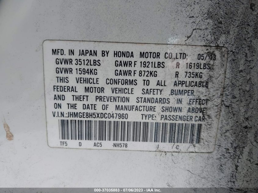 2013 HONDA FIT SPORT - JHMGE8H5XDC047960