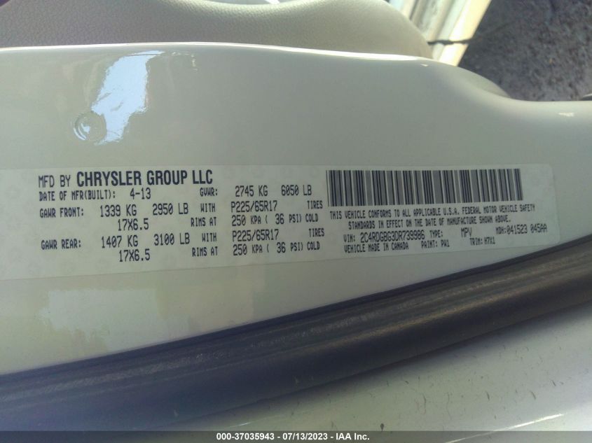 2013 DODGE GRAND CARAVAN SE - 2C4RDGBG3DR739986