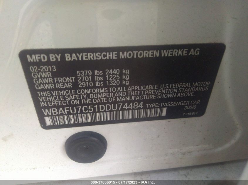 2013 BMW 5 SERIES 535I XDRIVE - WBAFU7C51DDU74484