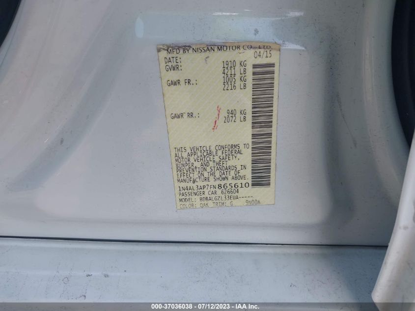 2015 NISSAN ALTIMA 2.5 - 1N4AL3AP7FN865610