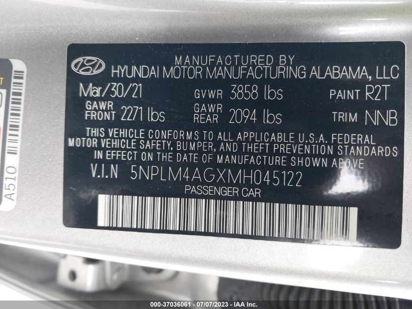 2021 HYUNDAI ELANTRA SEL - 5NPLM4AGXMH045122
