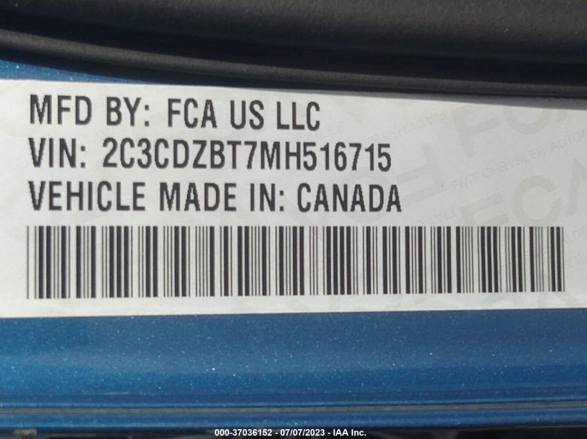 2021 DODGE CHALLENGER R/T - 2C3CDZBT7MH516715