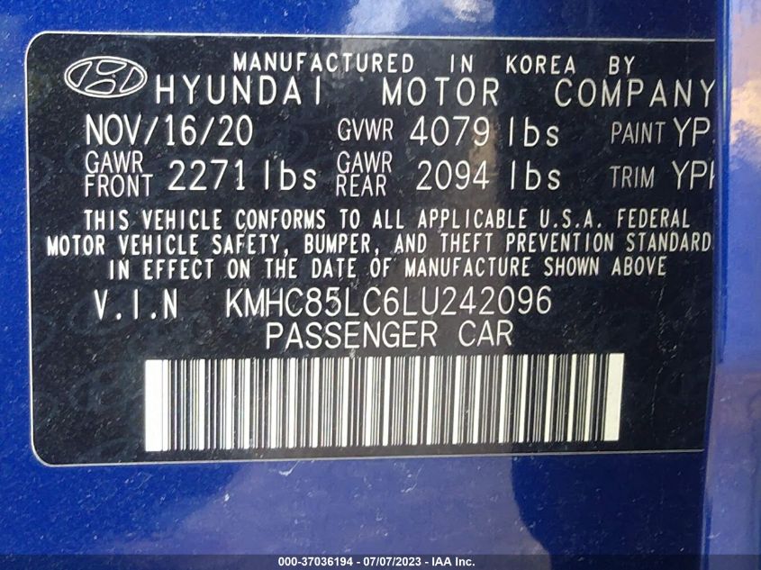 2020 HYUNDAI IONIQ HYBRID SEL - KMHC85LC6LU242096