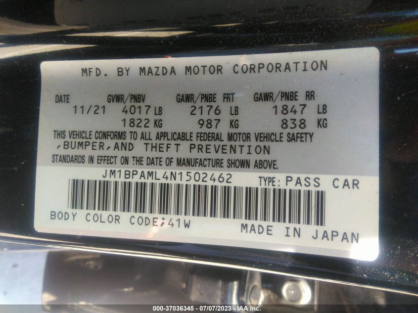 2022 MAZDA MAZDA3 HATCHBACK PREMIUM - JM1BPAML4N1502462