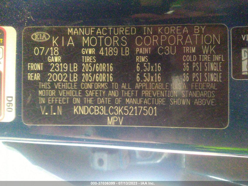 2019 KIA NIRO LX - KNDCB3LC3K5217501