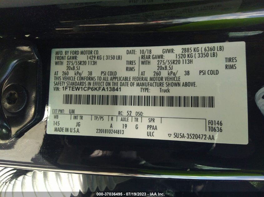 2019 FORD F-150 XL/XLT/LARIAT - 1FTEW1C54KFB24158