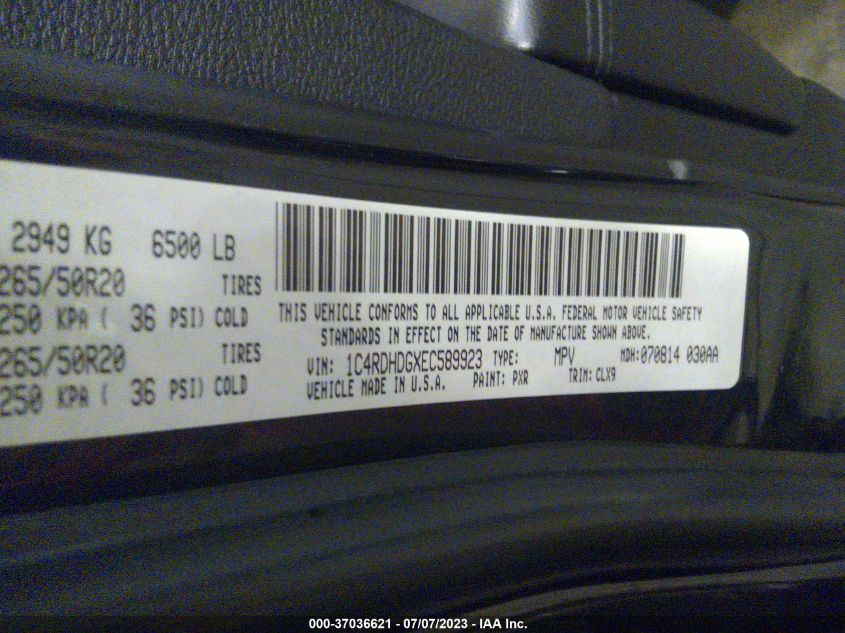 2014 DODGE DURANGO LIMITED - 1C4RDHDGXEC589923