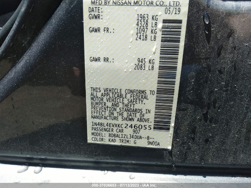 2019 NISSAN ALTIMA 2.5 SL - 1N4BL4EVXKC246055