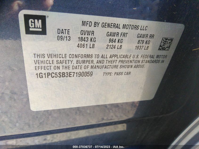 2014 CHEVROLET CRUZE LT - 1G1PC5SB3E7190059