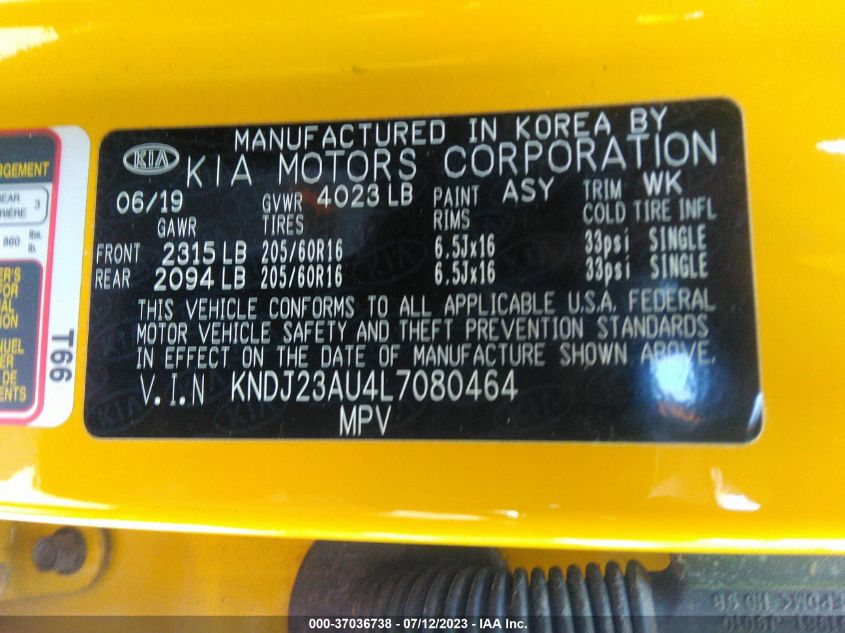 2020 KIA SOUL LX - KNDJ23AU4L7080464