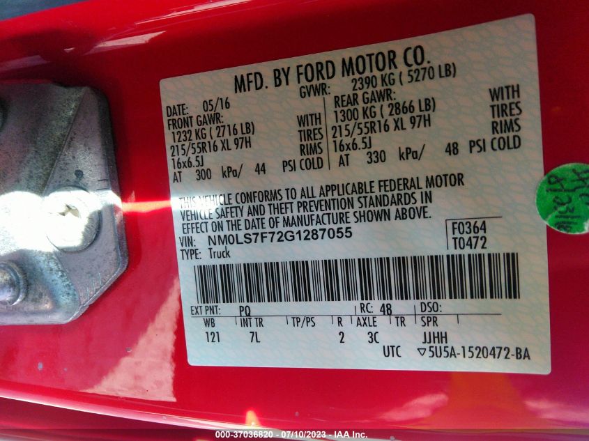 2016 FORD TRANSIT CONNECT XLT - NM0LS7F72G1287055