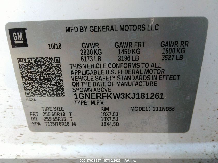 2019 CHEVROLET TRAVERSE LS - 1GNERFKW3KJ181261