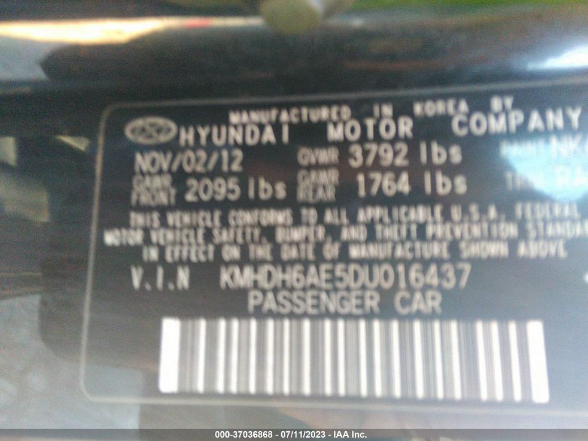 2013 HYUNDAI ELANTRA COUPE GS - KMHDH6AE5DU016437