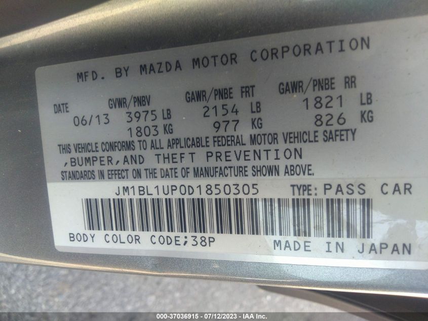 2013 MAZDA MAZDA3 I SPORT - JM1BL1UP0D1850305