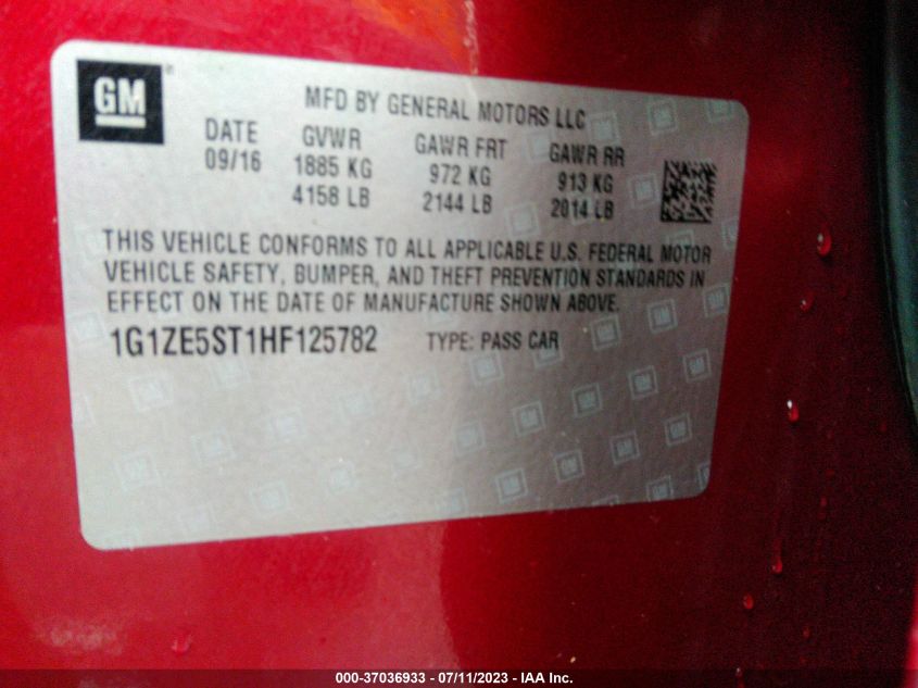 2017 CHEVROLET MALIBU LT - 1G1ZE5ST1HF125782