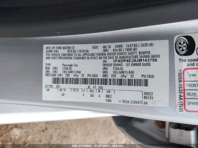 2018 FORD FIESTA SE - 3FADP4EJ9JM143796