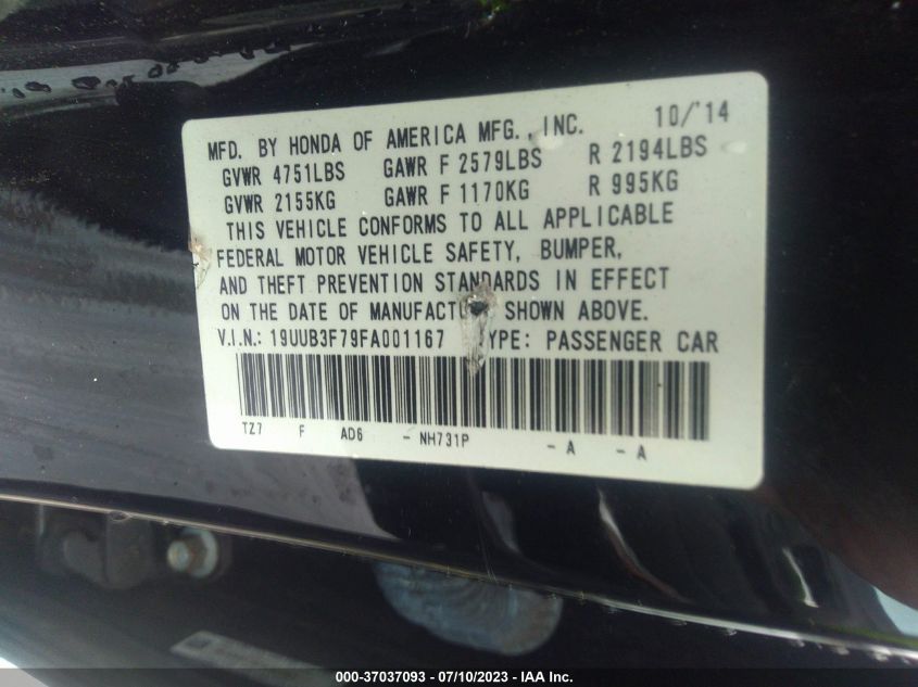2015 ACURA TLX V6 ADVANCE - 19UUB3F79FA001167