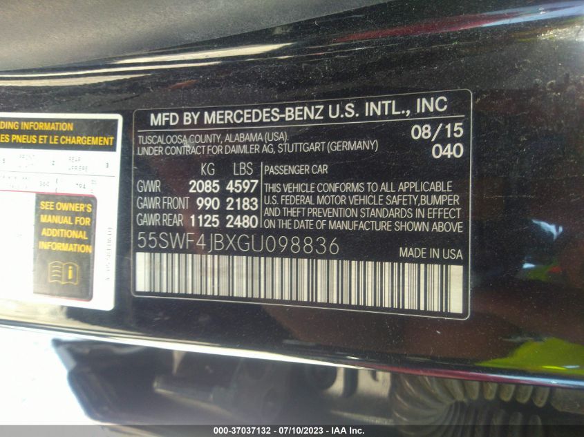 2016 MERCEDES-BENZ C-CLASS C 300 - 55SWF4JBXGU098836