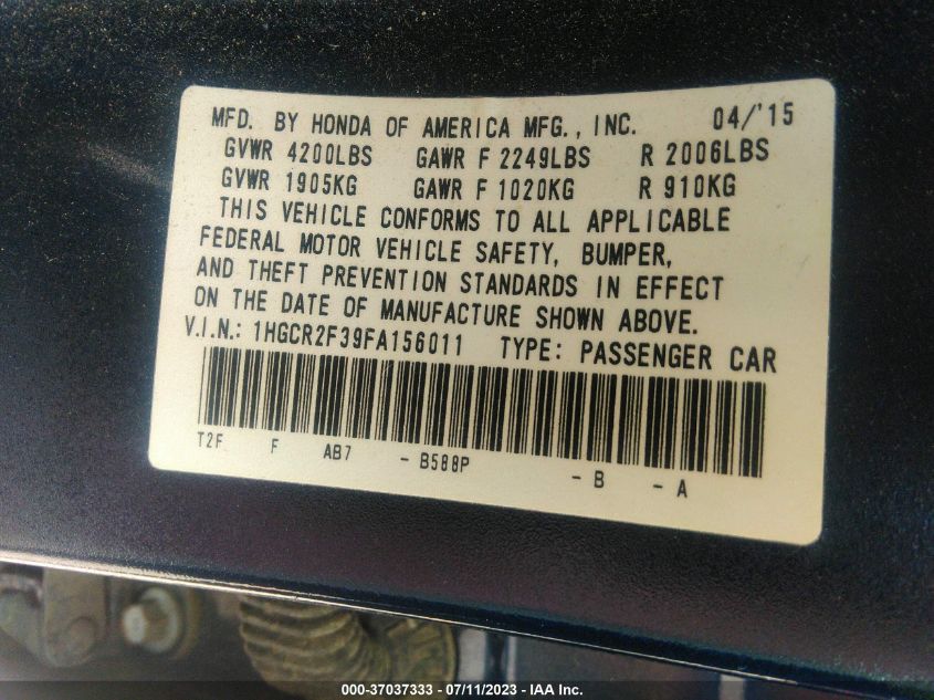 2015 HONDA ACCORD SEDAN LX - 1HGCR2F39FA156011