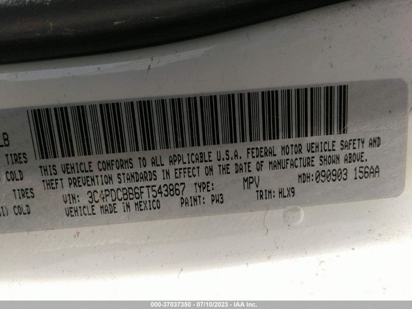 2015 DODGE JOURNEY SXT - 3C4PDCBB6FT543867