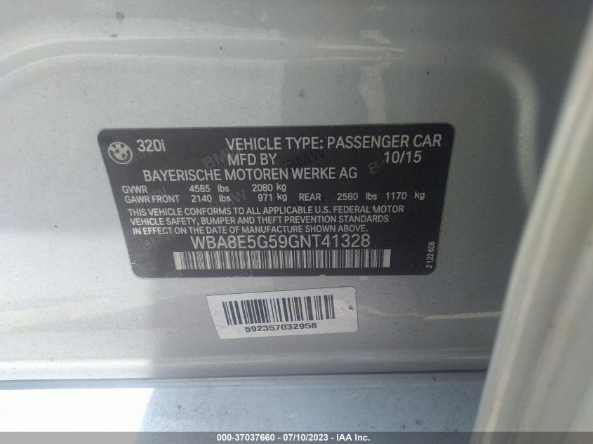 2016 BMW 320I XDRIVE WBA8E5G59GNT41328