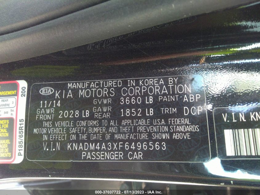 2015 KIA RIO LX - KNADM4A3XF6496563